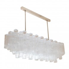 Nickel linear tubular glass chandelier 